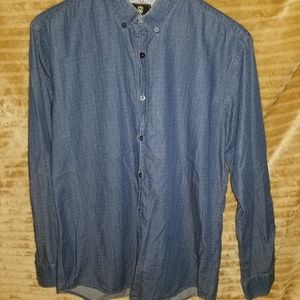 Steel & Jelly London Blue Spotted Dress Shirt Size L